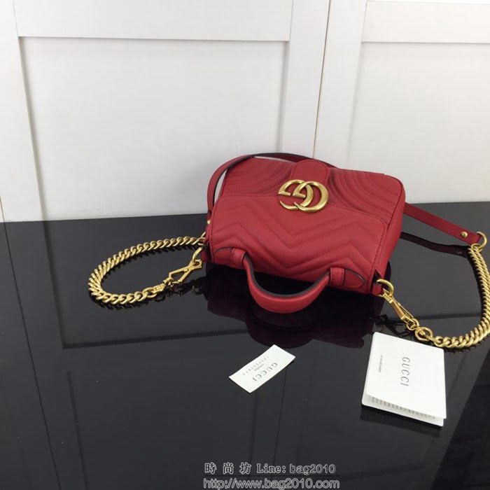 GUCCI古馳 新款 專櫃品質 原單 547260 大紅 鏈條 手提 單肩 斜挎包HY1374